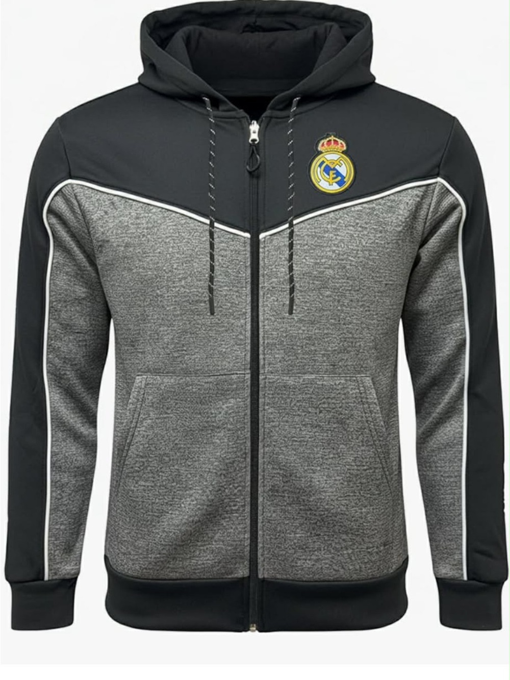 Real Madrid Gray & Black Full-Zip Hoodie size L